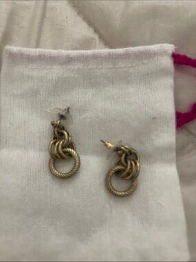 Cabi Gold-Tone Interlinked Rope Hoop Drop Earrings - Women Jewelry